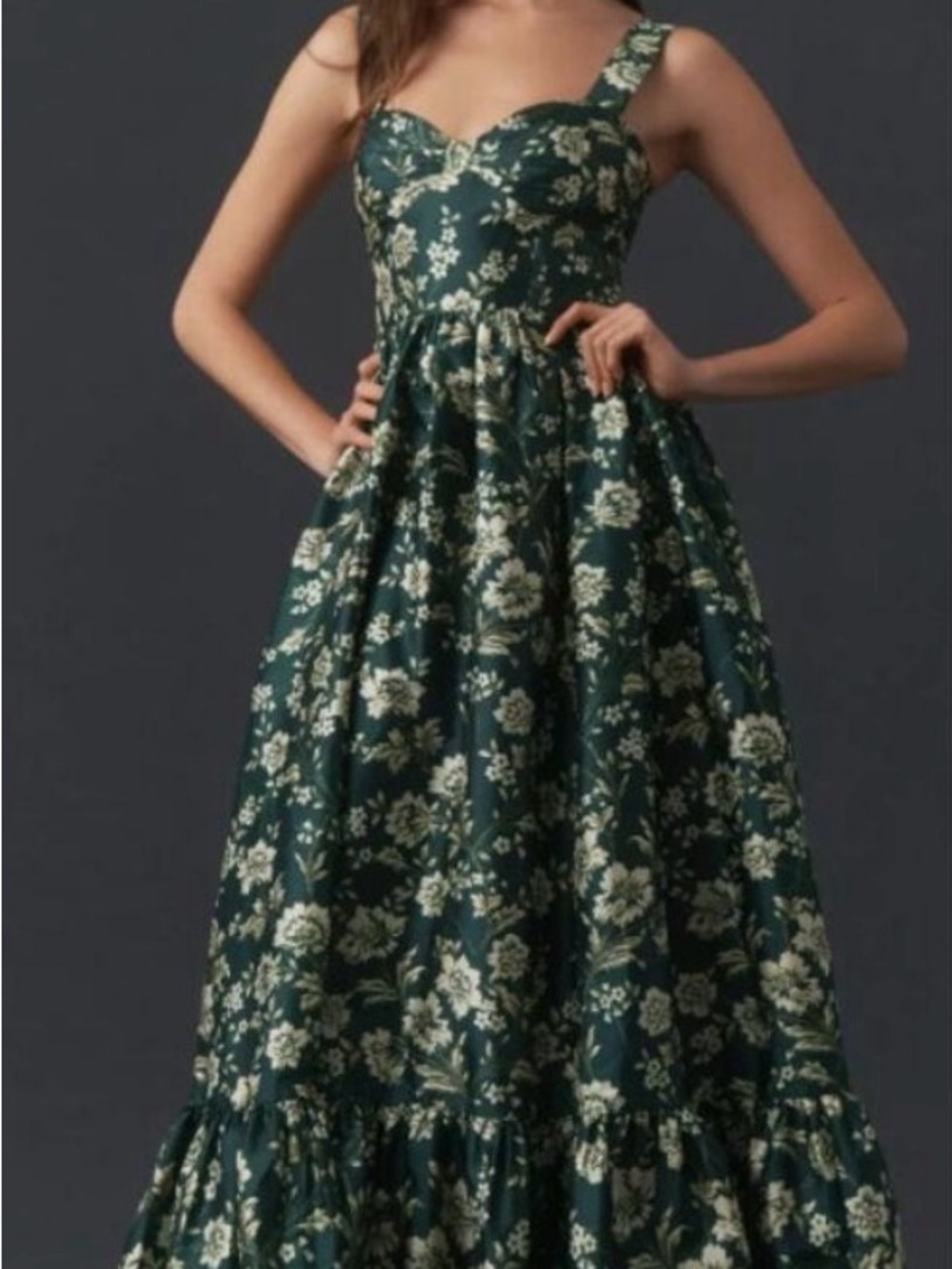 BHLDN Taffeta Sleeveless Knot-Front Fit & Flare Floral Maxi Dress Sz Medium NWT